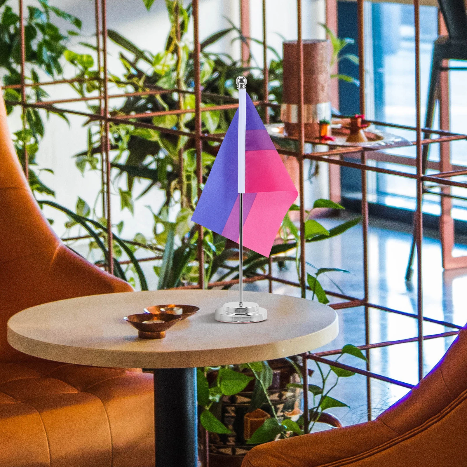 1 set Bisexual Rainbow Table Pride Desk Flag for Party Polyester Rainbow Bunting Gay Support Office Decor Flag