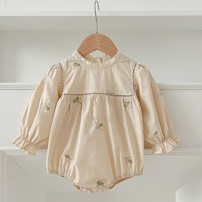 2025 New Spring 0-24M Baby Girl Clothing Toddler Baby Girl Romper Long Sleeved Cotton Embroidery Korean Style Climbing Suit image 4
