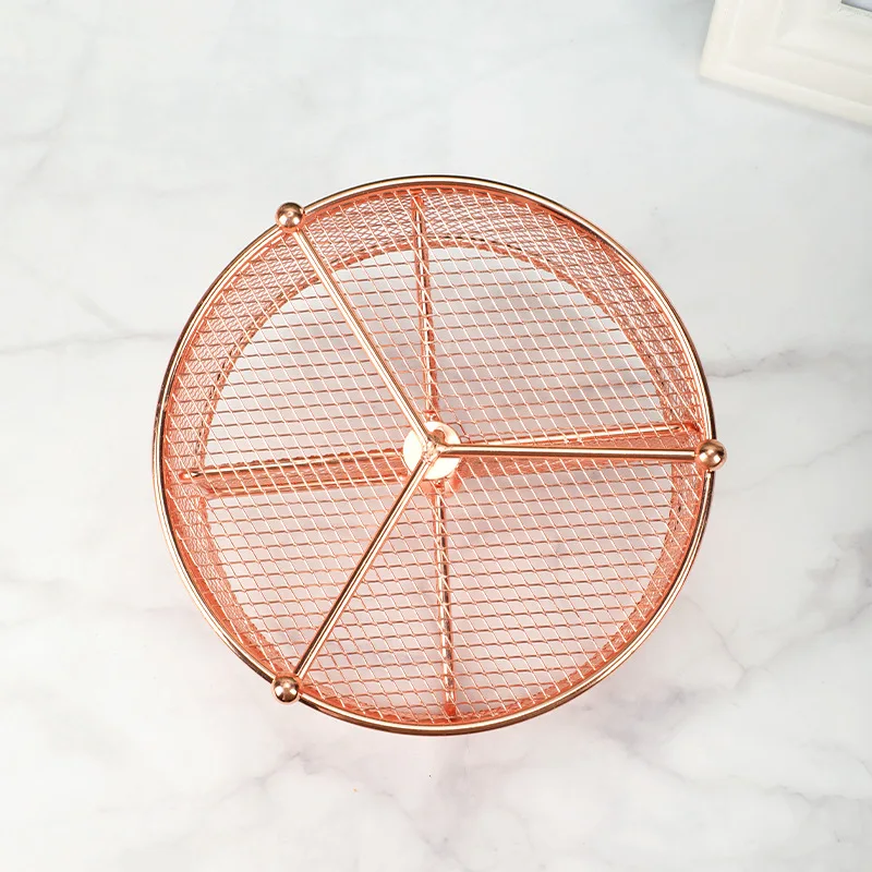 حامل أقلام معدني دوار لمنظم فرش التجميل المنزلية المكتبية مع مساحة تخزين متعددة الأقسام - تصميم شبكي حديدي متين