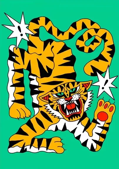 

Яркий графический принт с животными и абстрактными узорами, постер на холсте без рамы, яркая иллюстрация тигра, леопарда, лошади