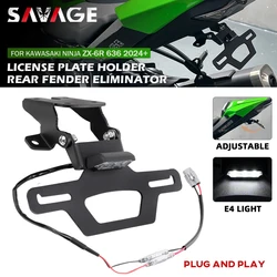 ZX6R 2026 Hidden License Plate Holder For KAWASAKI ZX-6R NINJA ZX 636 2024 2025 Motorcycle Tail Tidy Fender Eliminator LED Light