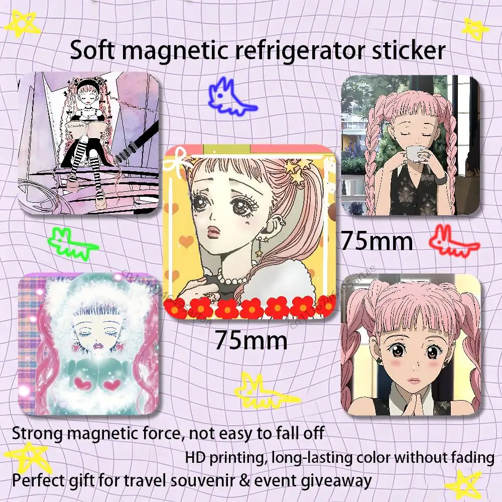 Miwako P-Paradise K-Kiss Button Black Square Plastic Fridge Magnet, for Magnetic, No Trace Left, Durable, Smooth and Textured