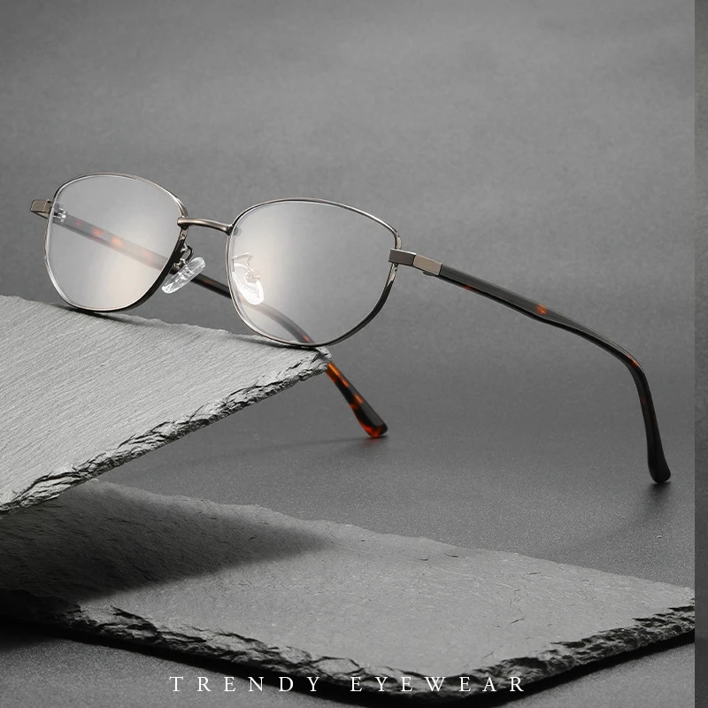 Fashion Brand Design New Metal Polygon Frame Short Sight Glasses Custom Prescription Photochromic Anti Blue Light Men Eyewear