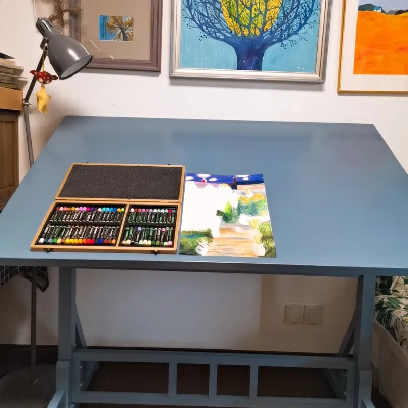 Painting table Art diagonal drawing table Designer workbench Solid wood desk Studio Painting Easel case
