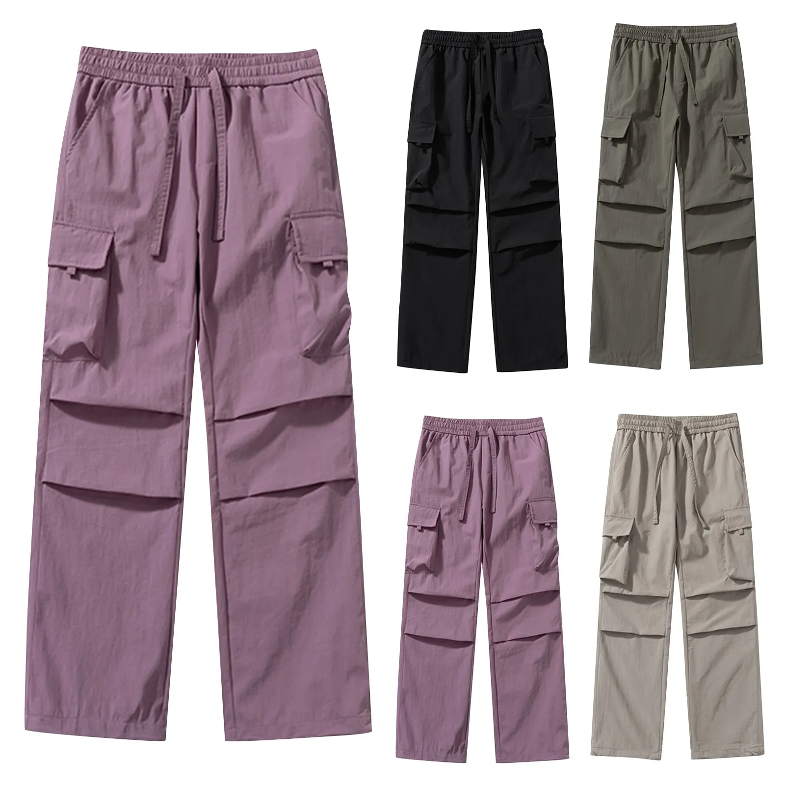 Pantalones Cargo de paracaidista para hombre con bolsillos Multy, Pantalones rectos sueltos casuales, pantalones de Montañismo de punzón, primavera y otoño