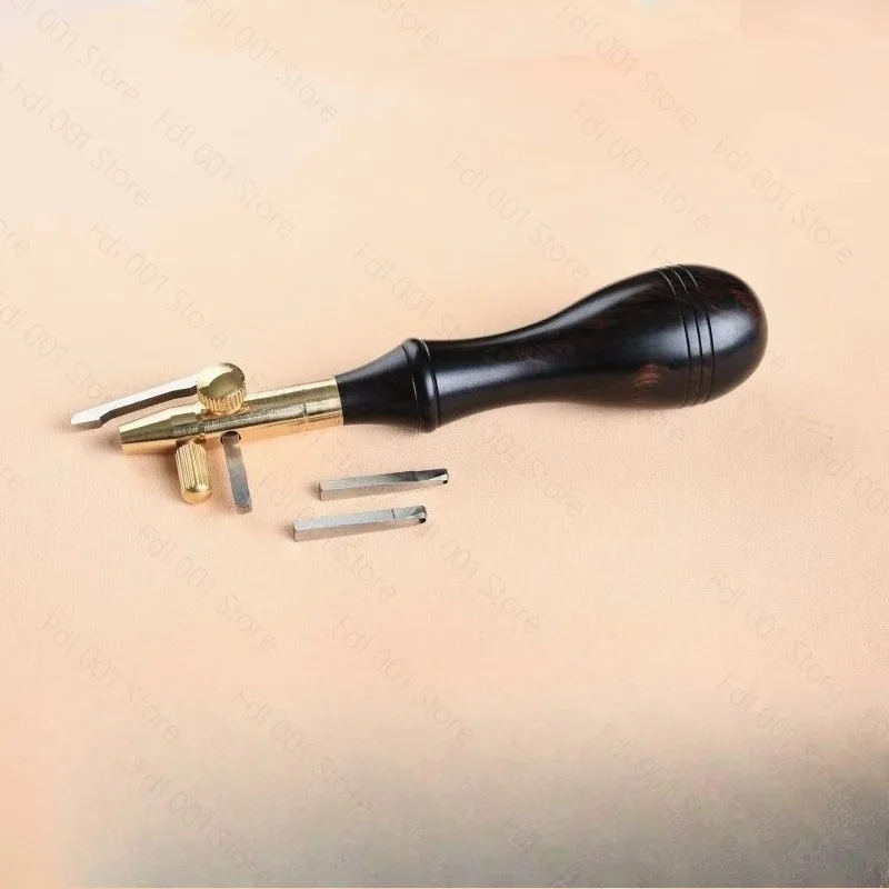 Grooving Cutter Adjustable Replaceable Handmade Leather Crafting Tool Multifunctional Leather Stitching Notcher Edge Beveller