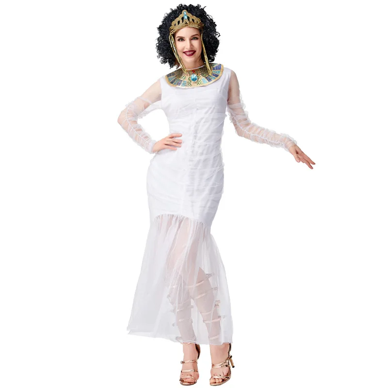 Halloween Ancient Roman Princess Fishtail Long Dress Adult Vintage Greek Goddess Cosplay Costumes Carnival Masquerade Clothing