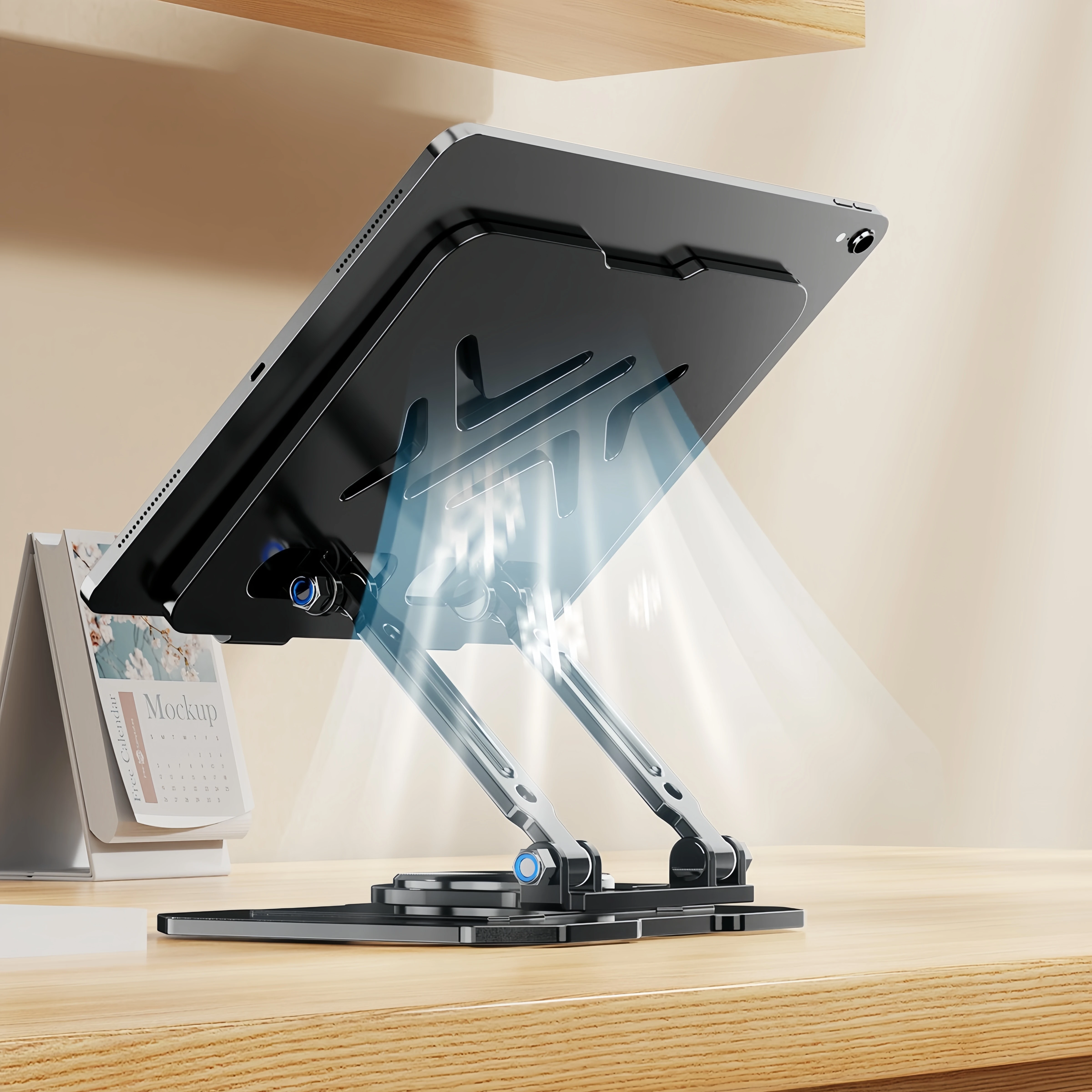 Tablet Holder Stand, Dual Rod Adjustable Aluminum Desktop Stand, Compatible with 4.7-16.5