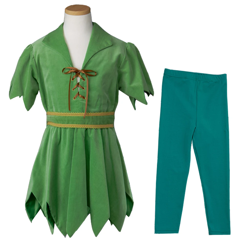 

Movie Peter Pan Cosplay Costume Green Top Pants Uniform Set Adult Halloween Carnival Costume Fancy Dress Suit Custom Made