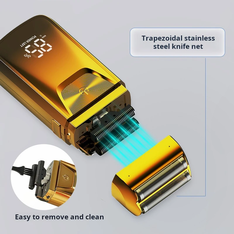 Intelligent digital display electric shaver full body washable high power rechargeable metal reciprocating beard shaver