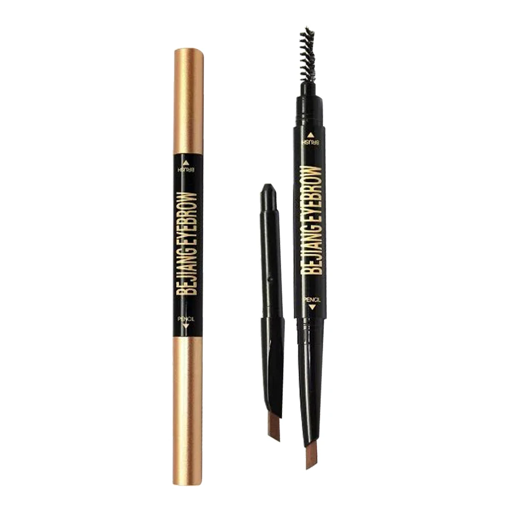 Automatic Brow Pencil with Replaceable Carbon Core and Spoolie Brush for Effortless Eyebrow Grooming Dark Brown
