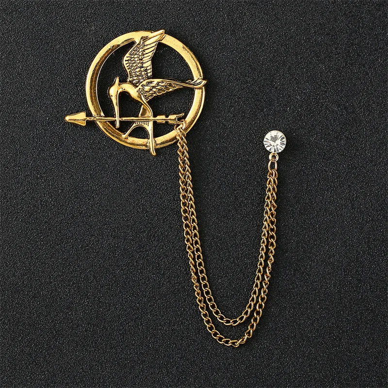 Retro Flugzeug Wolf Quaste Kette Brosche Kristall Blume Flügel Tier Anstecknadeln Herren Anzug Hemd Kragen Abzeichen Broschen Schmuck – Detail 3