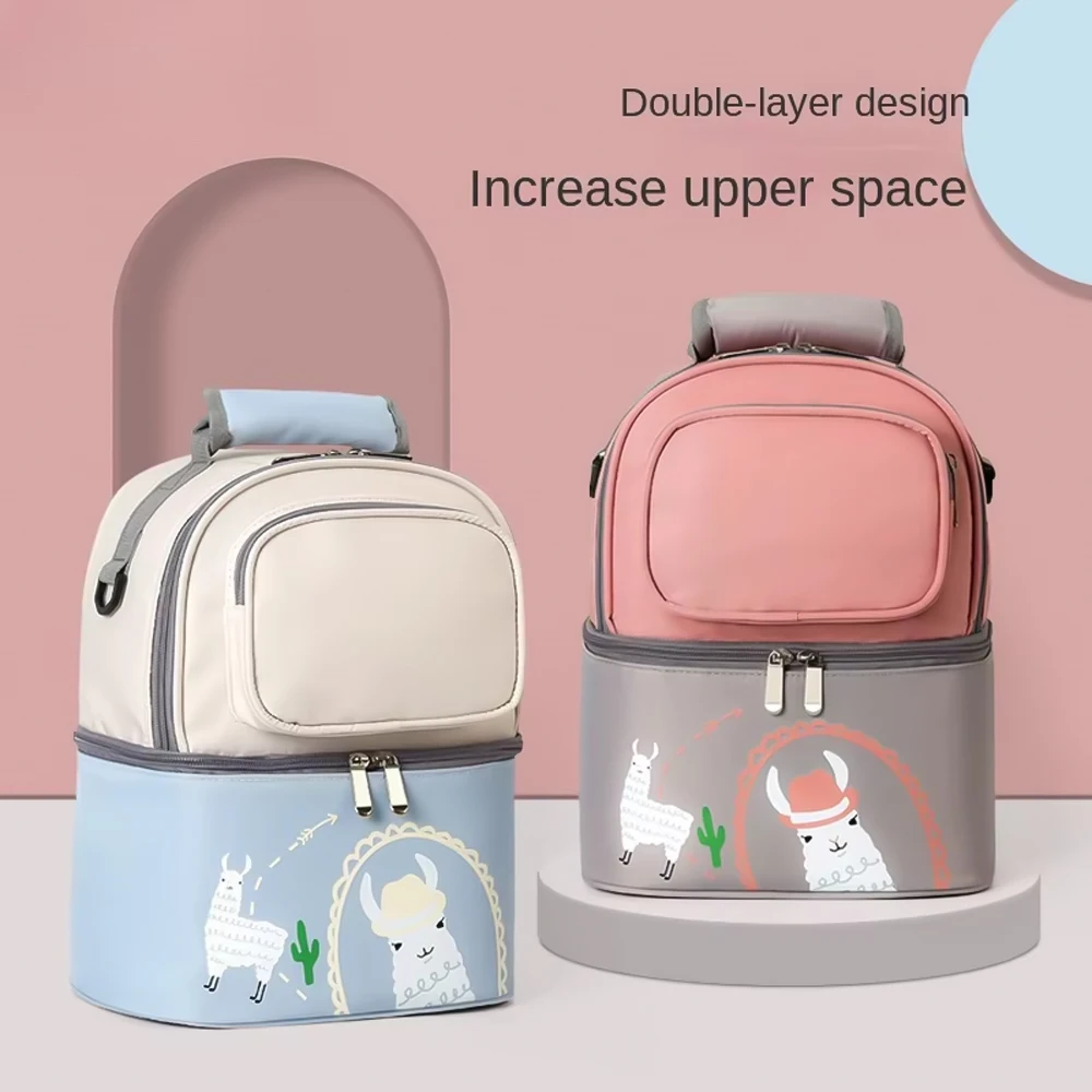 Large Capacity Double Layer Mommy Bag Warm and Cold Backpack Portable Breastmilk Freshness Preservation Bag Insulated Ice Bag