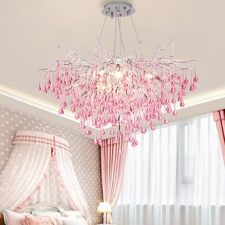 

Pink, crystal, chandelier, bedroom, girl, room, cream, french