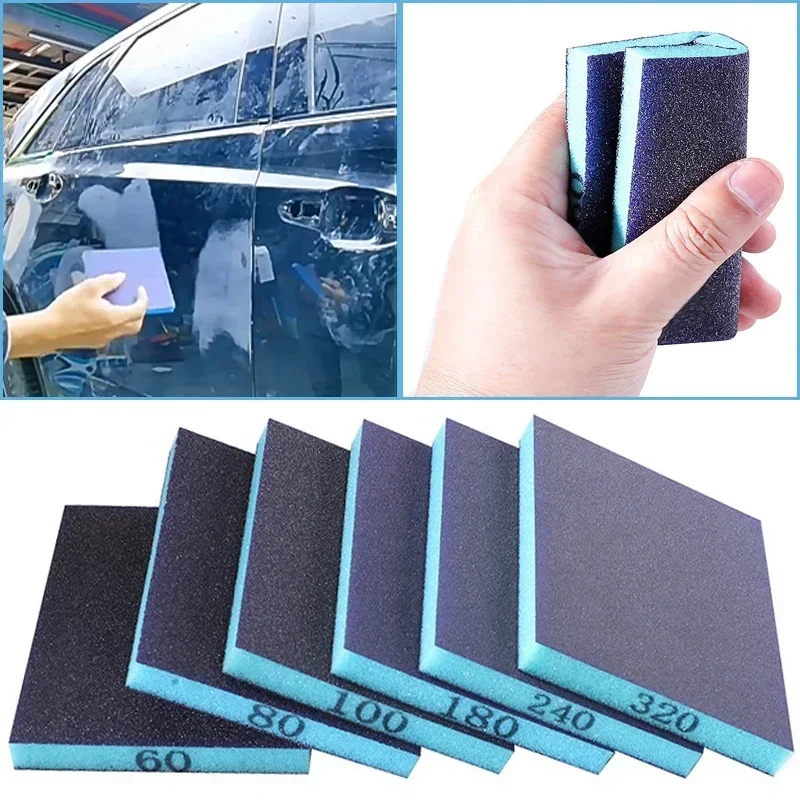 

6PCS Sanding Sponge 60-320 Mesh Double-sided Washable ReusableMetal Rust Removal Woodworking Polishing Dual-use Sandpaper Tool