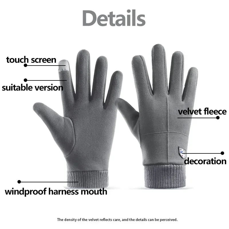 New Touchable Screen Winter Gloves Full Finger Warm Driving Mittens Retro Windproof Cold Proof Gloves Cycling Driving