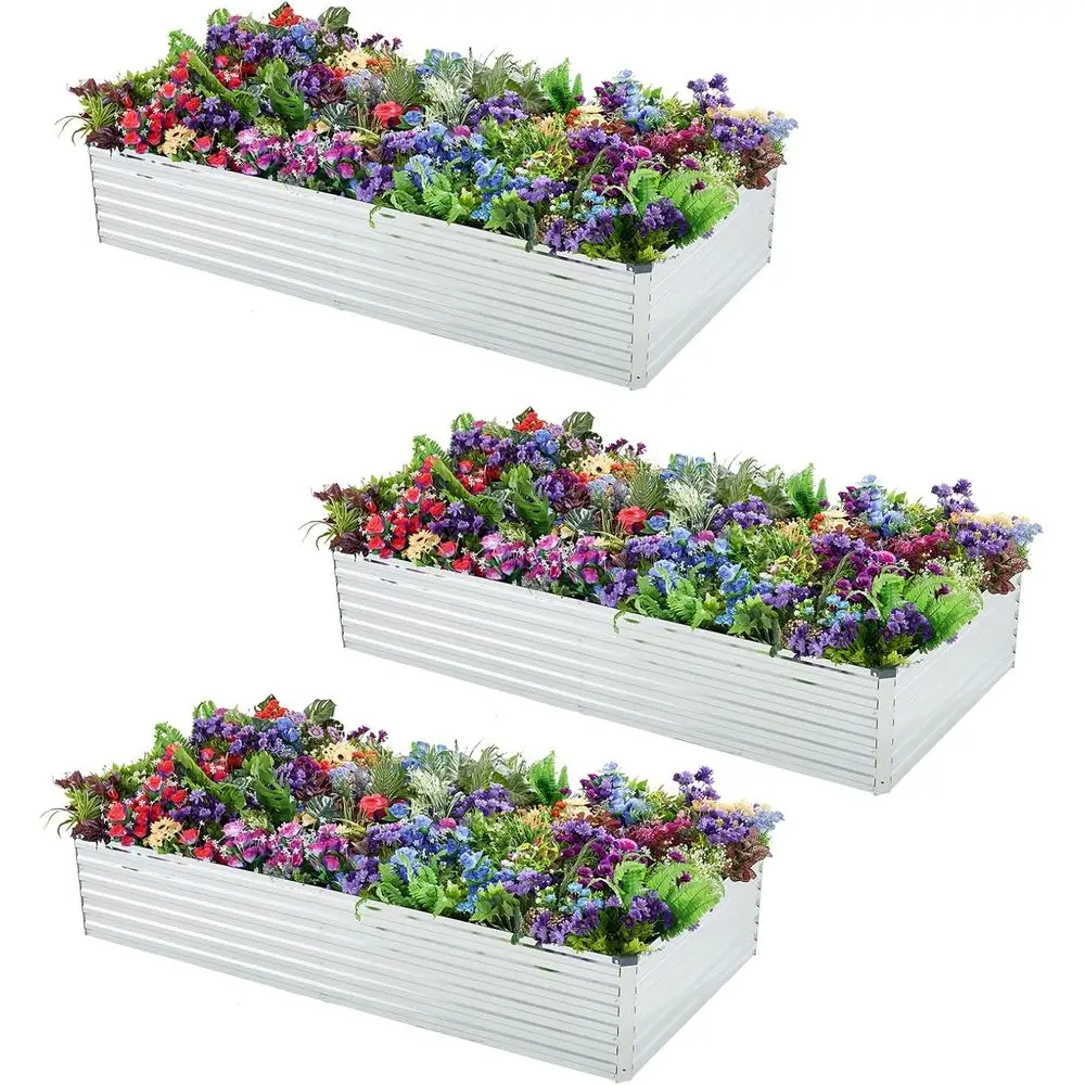 

3 Pack 6x3x1T Galvanized Raised Garden Beds Kit Outdoor Metal Gardening Planter Box or Vegetable Elevated lower Herbs,Silver