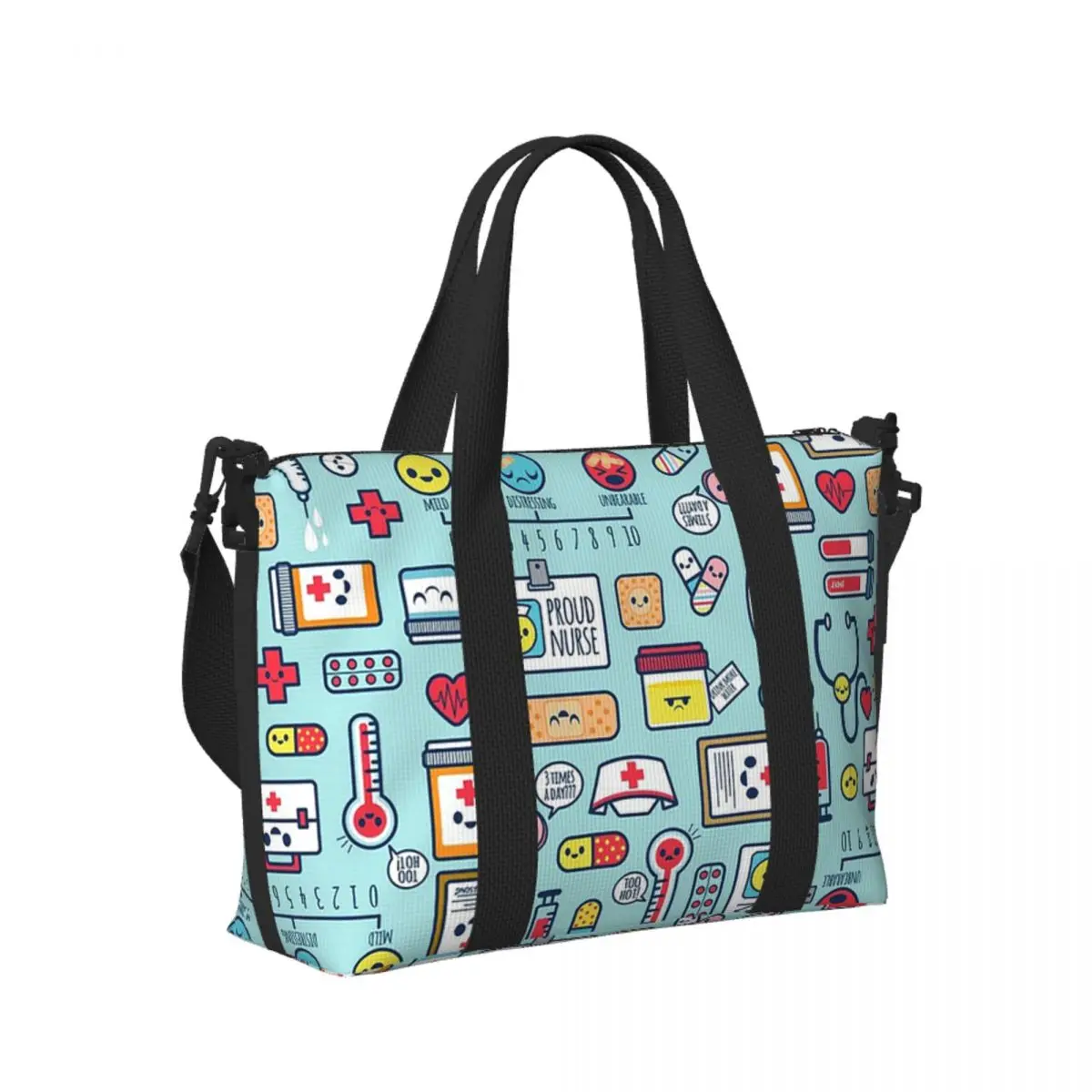 

Custom Proud To Be A Nurse Surface Beach Travel Bag Large Capacity Tote Bags for Gym Sport Women Shopping Duffle Shoulder Bag