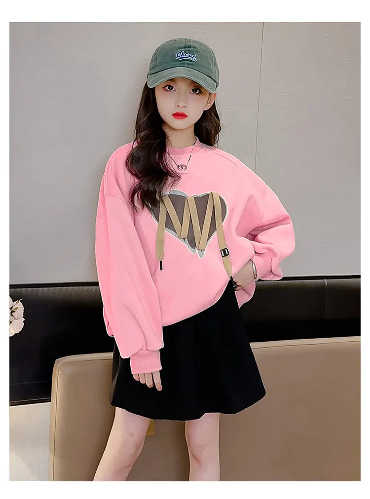 Sweatshirt für Kinder Herbst 2026 Neue Freizeitkleidung Sportbekleidung Schulmädchen Khaki Rosa Sweatshirt 5 7 8 9 12 13 14 Jahre Kinderkleidung – Detail 8