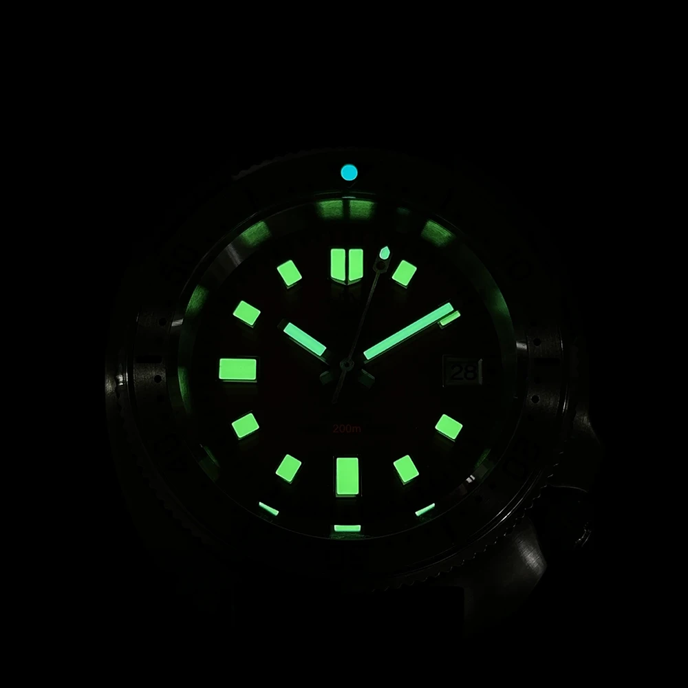 STEELDIVE SD1981 43.8mm Green Luminous AR Coating Sapphire Glass NH35 Automatic 200m Waterproof Mens Dive Watch with Steel Bezel