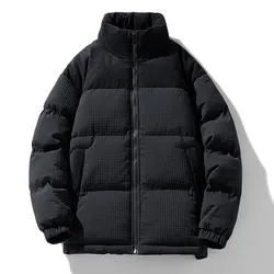 Winter Corduroy Parka Jacket Men Cotton Padded Parkas Autumn Puffer Jacket Male Vintage Korean Man Stand Collar Windbreaker Coat
