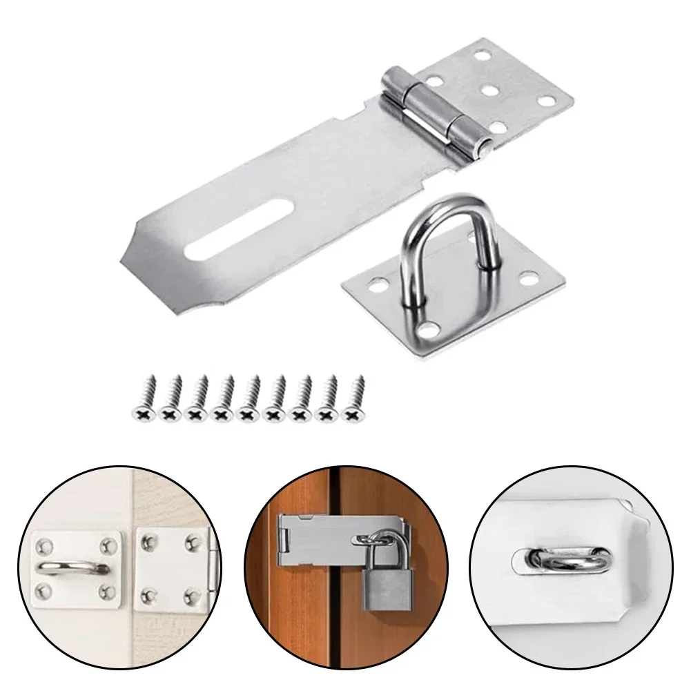 Padlock Hasp Stainless Steel Door Clasp Lock Shed Gate Latch Household Burglar-proof Bolt Door Buckle With Mounting Screws