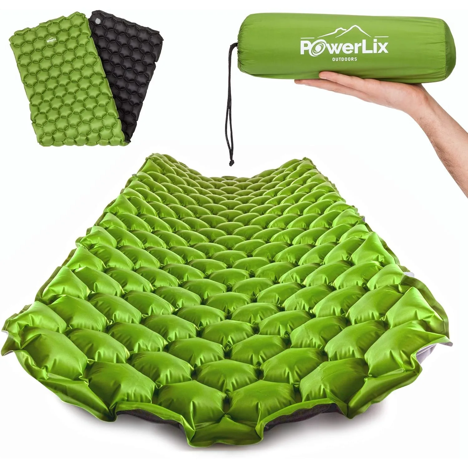 POWERLIX Ultralight Sleeping Pad for Camping with Inflating Bag, Carry Bag, Repair Kit – Compact Lightweight Camping Mat