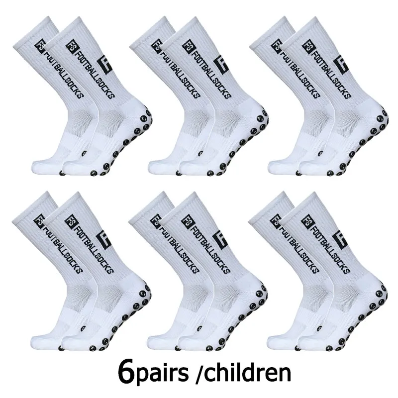 6 pairs 34-39 children breathable sports soccer socks square silicone non-slip grip football socks calcetines hombre