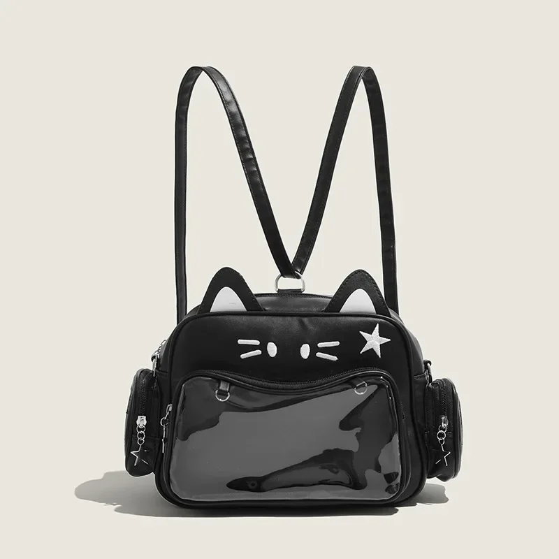 Baddie Style Ita Shoulder Bag Mechanical Cat Themed Backpack Trendy Leather Casual Lolita Jk Harajuku Rucksack