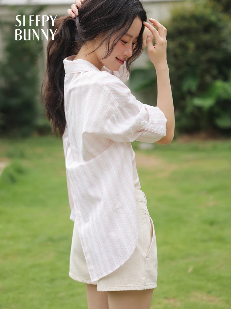 

Striped Long Sleeve Sun Protection Shirt Women Lightweight Loose Fit Outerwear Blouse Casual Layered Shirt Summer Commute Look