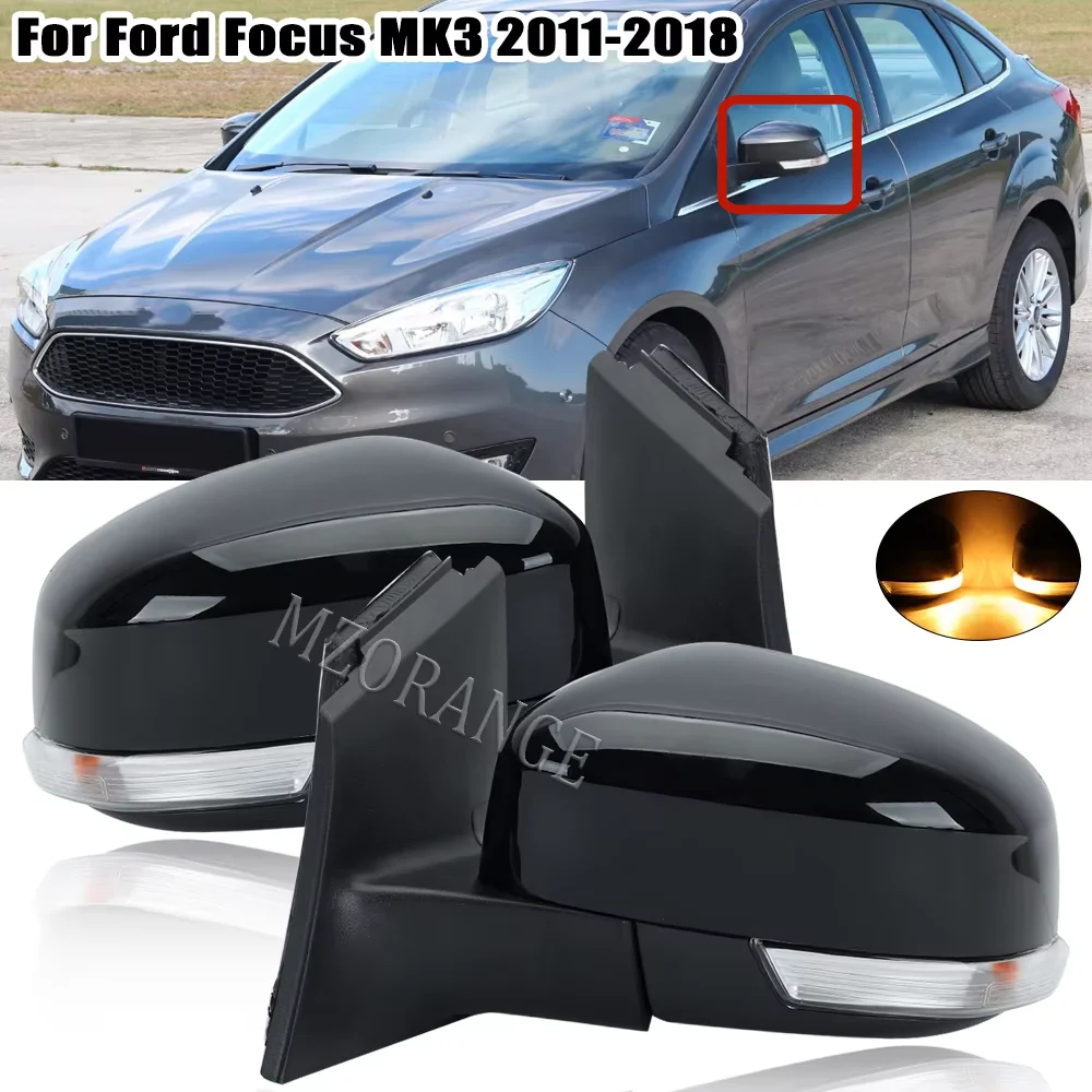 

Side Mirror Cover for Ford Focus MK3 EU 2011 - 2018 Door Wing Side Rearview Mirror Heated Black Turn Signal Lamp Fold Electric
