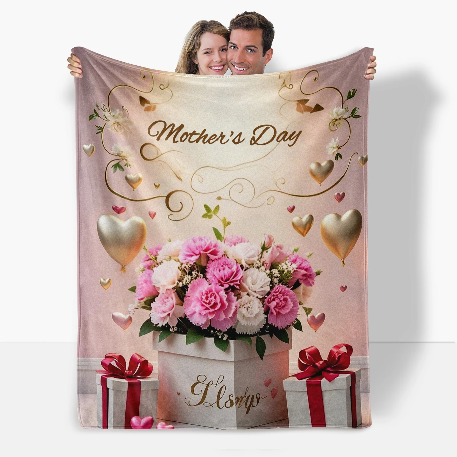 Perfect Mothers Day Gift Idea Flannel Blanket Featuring Delightful Flowers And Heartwarming Blessings