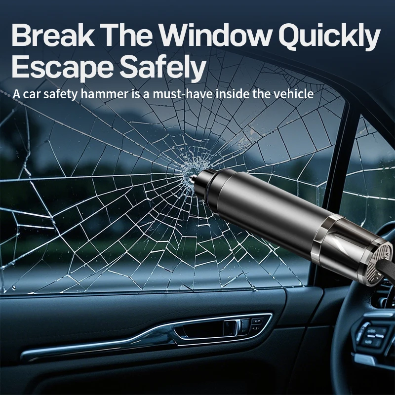 

Car Mini Safety Hammer Safety Cutting Window Breaker Vehicle Escape Multi-Functional Safety 2-In-One Tool Glass Breaker