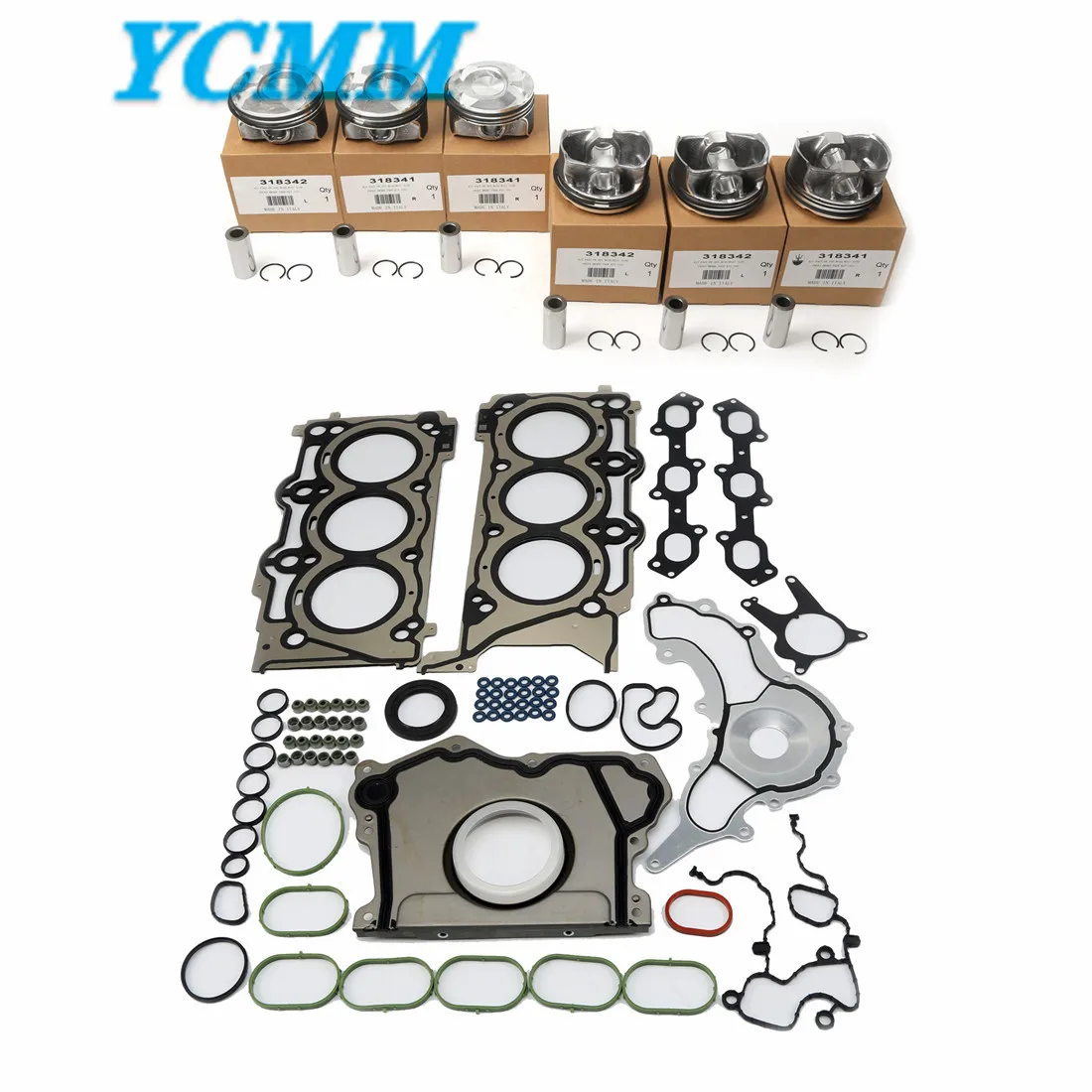 3.0T Engine Piston & Rings Kit +Cylinder Head Seal Gasket Kit For Maserati GHIBLI LEVANTE QUATTROPORTE M156 M157 V6