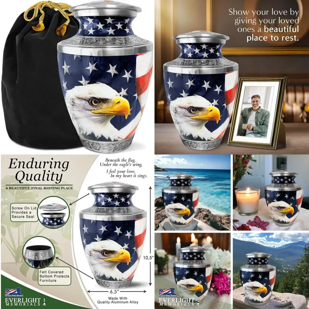

American Eagle Urn for Ashes Adult Male – Large Patriotic Cremation Urns for Human Ashes Adult Man & Women – Memorial Funeral Ur