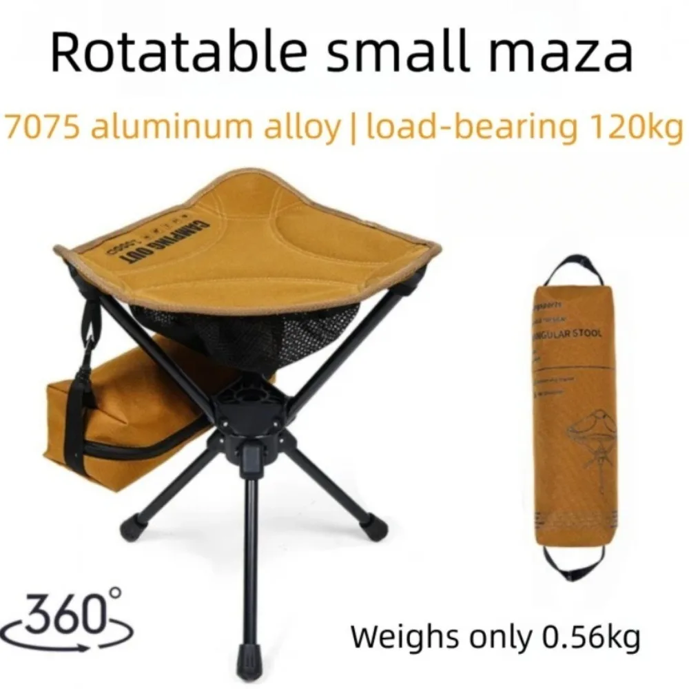 Aluminum Alloy Outdoor Folding Chair Portable Fishing Stool Camping Triangle 360° Rotating Maza Ultra-light Mini Folding Stool