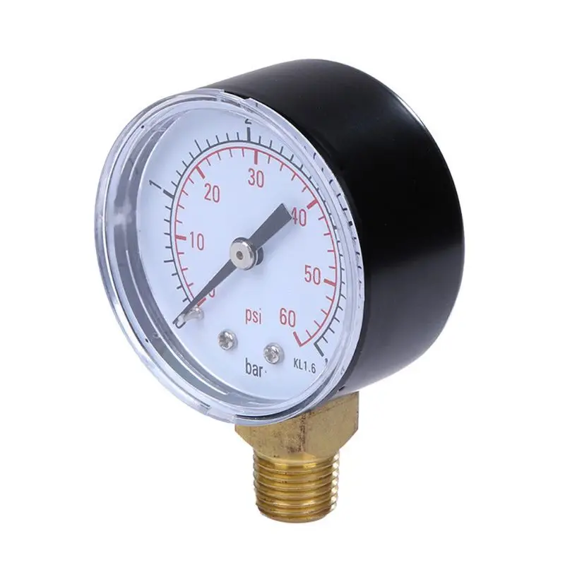Manometer 0-4bar/0-60psi Luchtcompressor Hydraulische drukmeter met dubbele schaal Brandstof Lucht Olie Hoog vacuüm voor lucht
