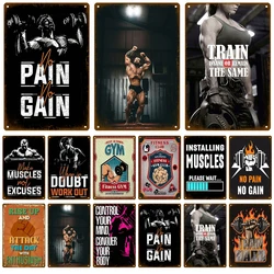 GYM Vintage Tin Sign Don't Give Up Exercise Retro Metal Sign Poster Fighting Spirit Plaque Wall Decoration for Gym Bar Pub Club