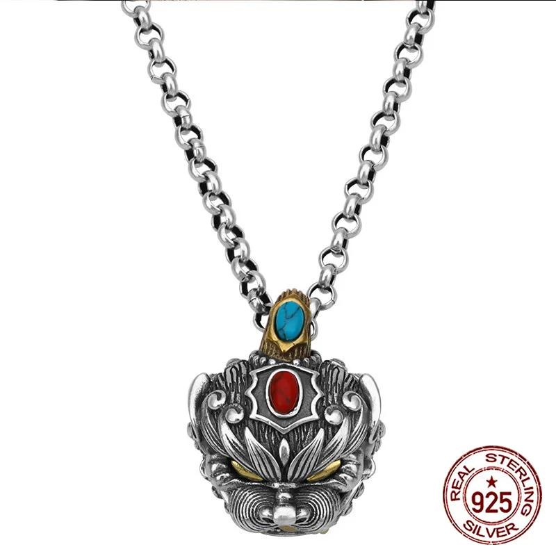 

S925 Sterling Silver Pendant Personalized Fashion Retro Lion Head Design sensation internet celebrity pendant