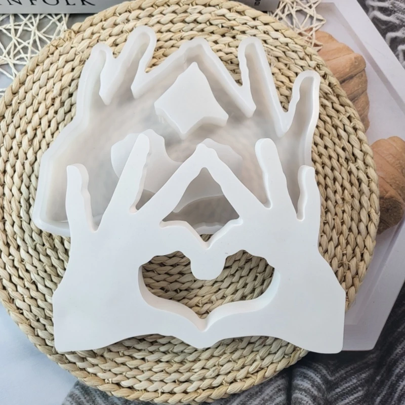 Stampi in resina con gesto del cuore della mano per realizzare decorazioni per portacandele, decorazioni con fondente, dolci,