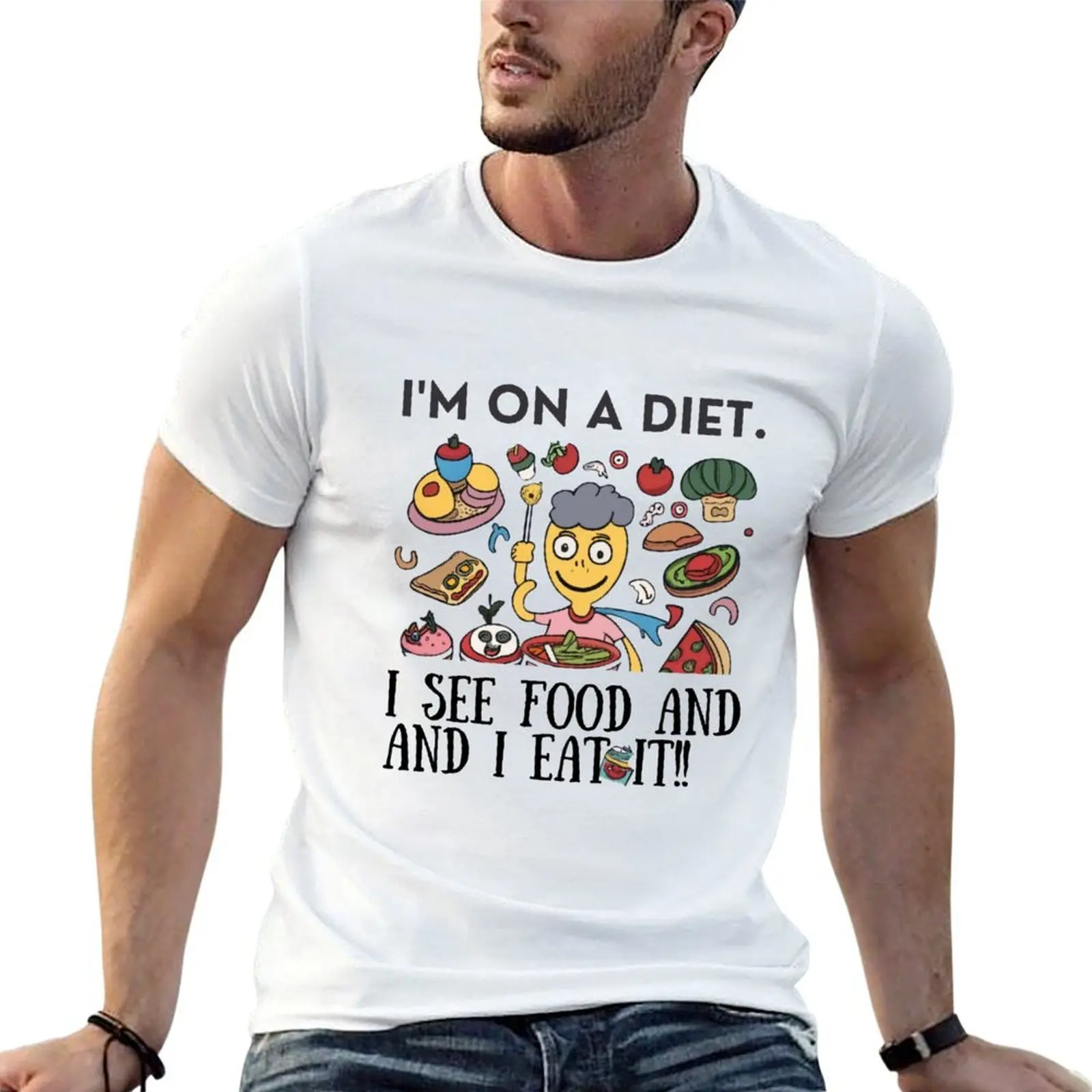 

I'm on a diet! I see food and I eat it!” T-Shirt man t shirt summer t shirt man luxury T-Shirt