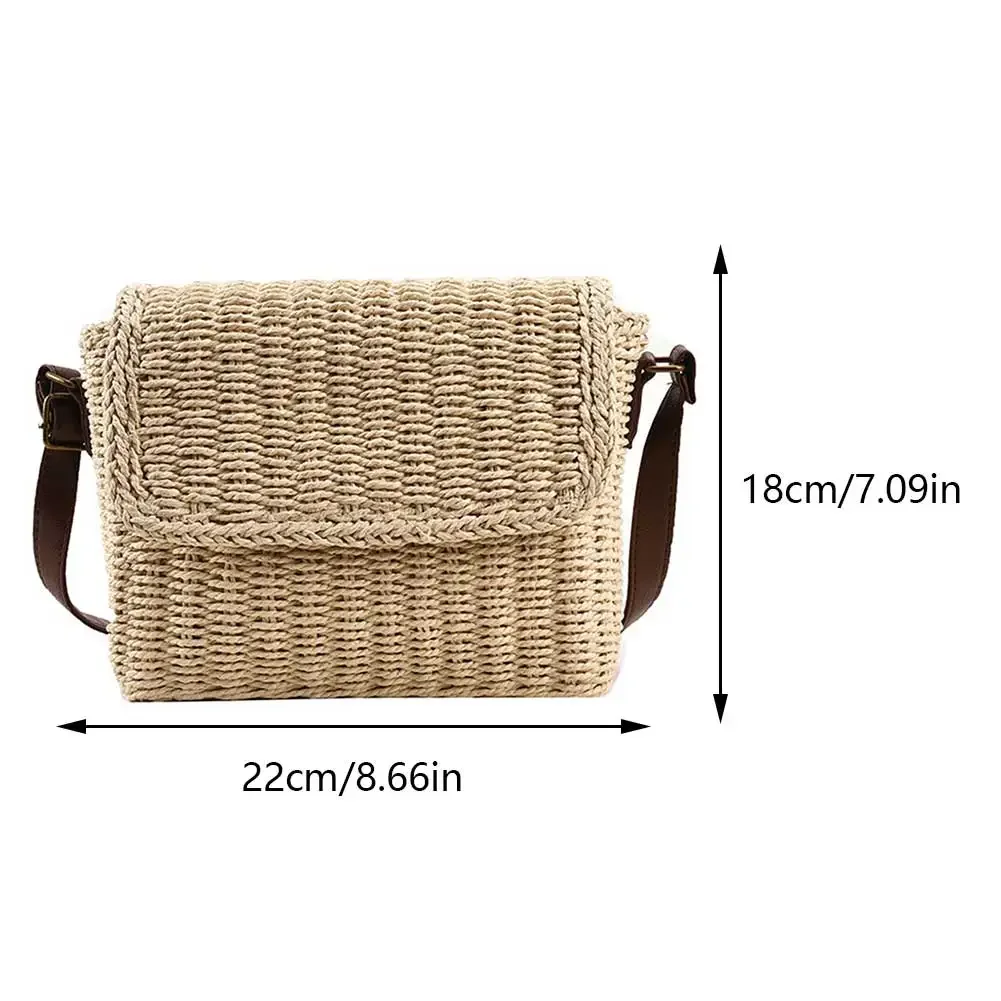 Słomkowa torba Crossbody dla kobiet tkana torebka rattanowa Vintage kwadratowa torba na ramię Raffia torebka na telefon nowa 2024 damska torba