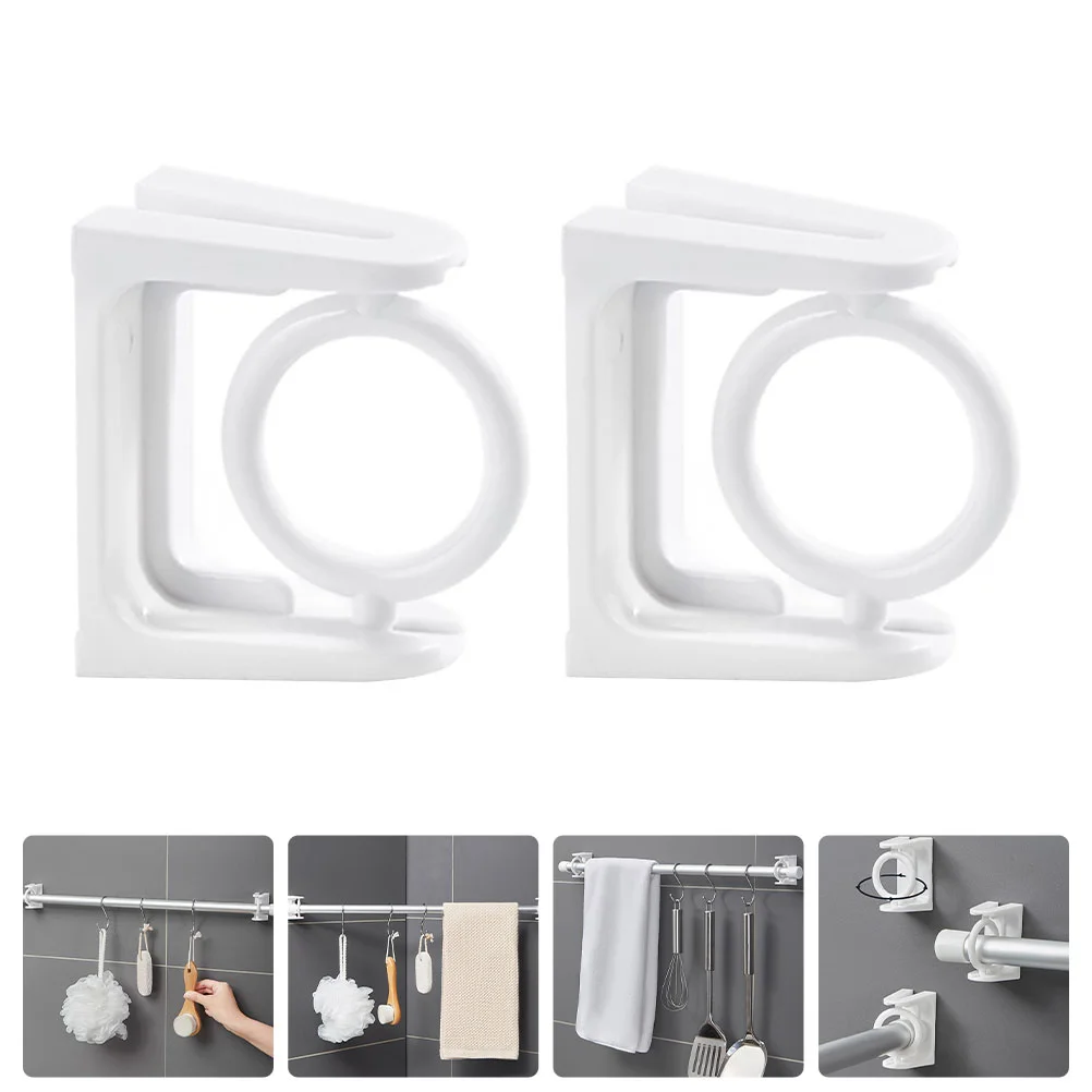 2 Pcs Swivel Pole Bracket Shower Curtain Rod Bath Holders Mounts Hook up Abs Bathroom Accessories Hooks