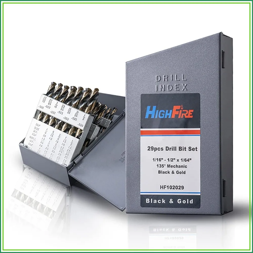 

29PCS M2 HSS Heavy Duty Mechanics Drill Bit Set, 3-Flat Shank Twist Bits for Metal, 135° Split Point