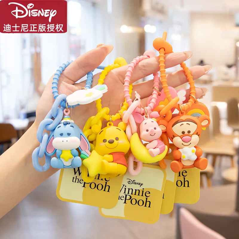 Disney Anime Figures Winnie The Pooh Keychain Tigger Eeyore Piglet Pendant Cute Cartoon Backpack Ornaments Doll Kids Gifts Toy