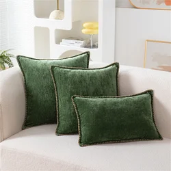 Olanly Luxury Chenille Cushion Cover 45x45 High Quality Pillow Cover Brown Throw Pillowcase For Sofa Living Room Bed Home Decor