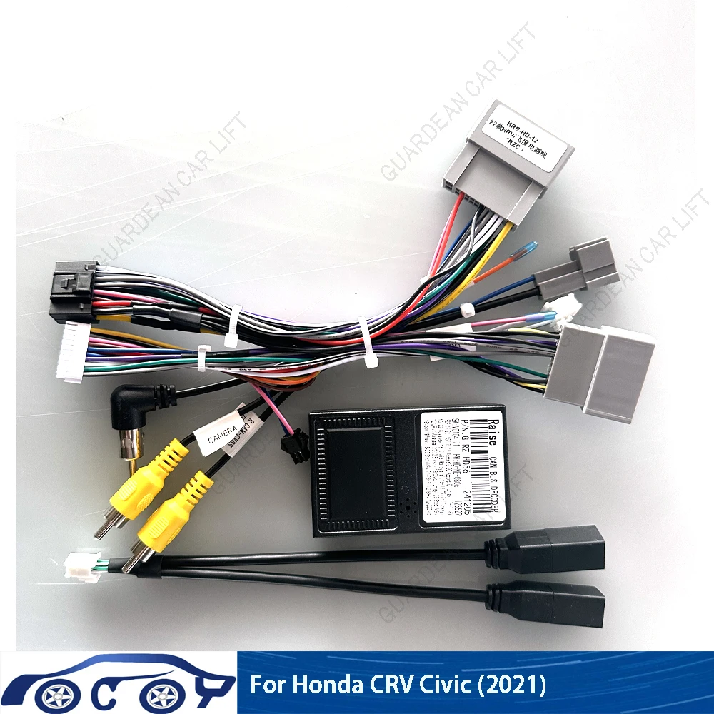 Car Radio Wiring Cable For Honda CRV Civic 2021 16Pin Harness  Android Adapter With CANBUS Box Decoding 2DIN Head Unit Stereo