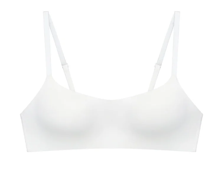 2025 new white cotton thin breathable simple double-breasted sports ladies bra