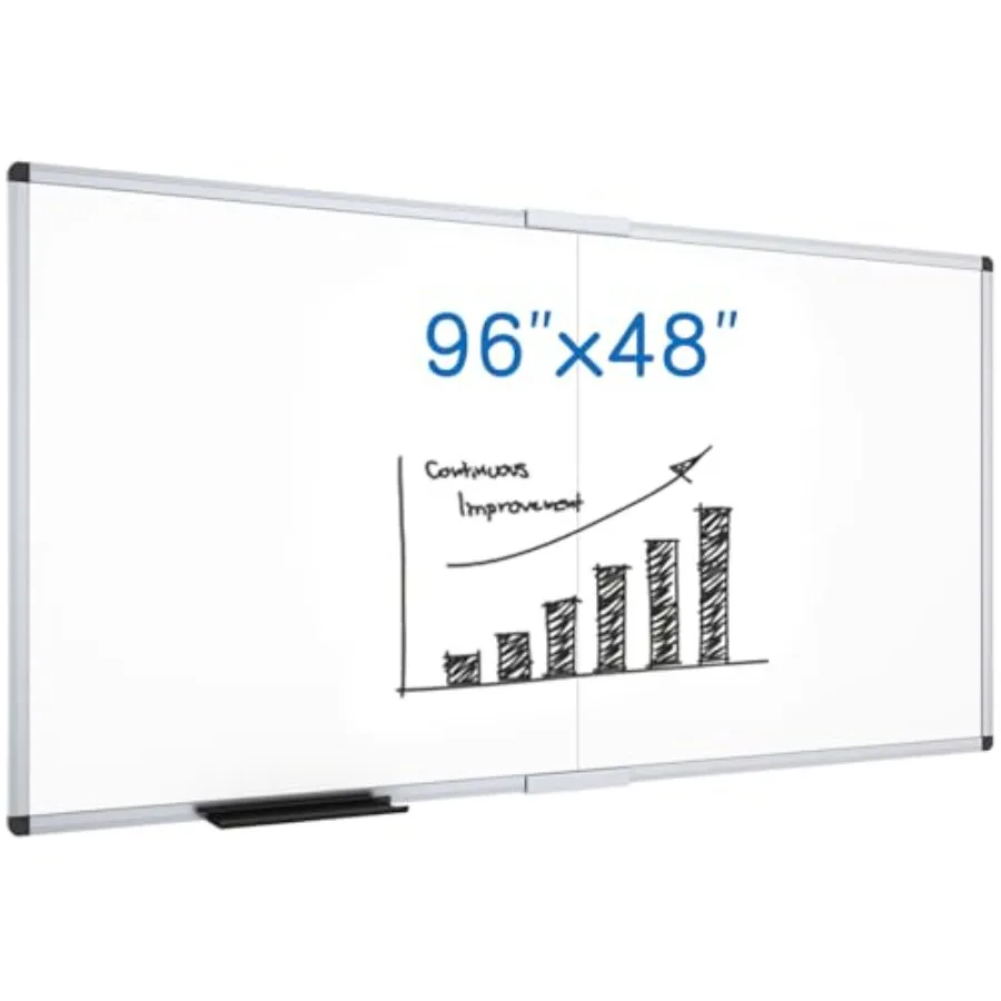 

Магнитная доска для сухого стирания 96 x 48 дюймов, складная, настенная, с серебристой алюминиевой рамой и лотком для маркеров, для школы