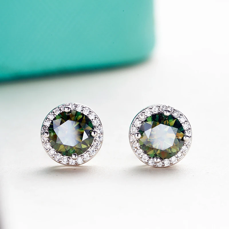 Joyce Kelly 6,5 mm 1 Karat bunte Moissanit-Ohrringe, Unisex, männlich, weiblich, S925-Sterlingsilber, funkelnder feiner Schmuck, Herren-Ohrstecker – Detail 5